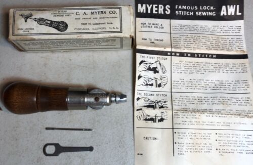 Vintage C A Meyers Co Sewing Awl Needle & Wrench/screwdriver/sewing/box