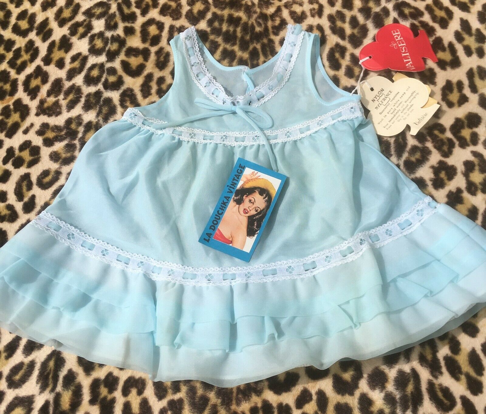 French 1950s Baby Girl / Doll Slip Dress Nightgown~ruffled Petticoat~nwt~12 Mos