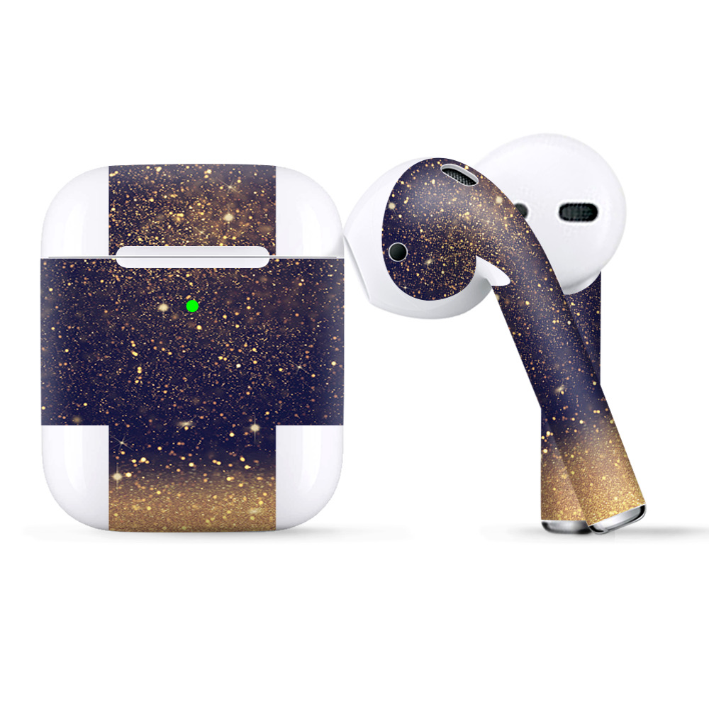 Skins Wraps Compatible For Apple Airpods  Gold Dust Lens Flare Glitter