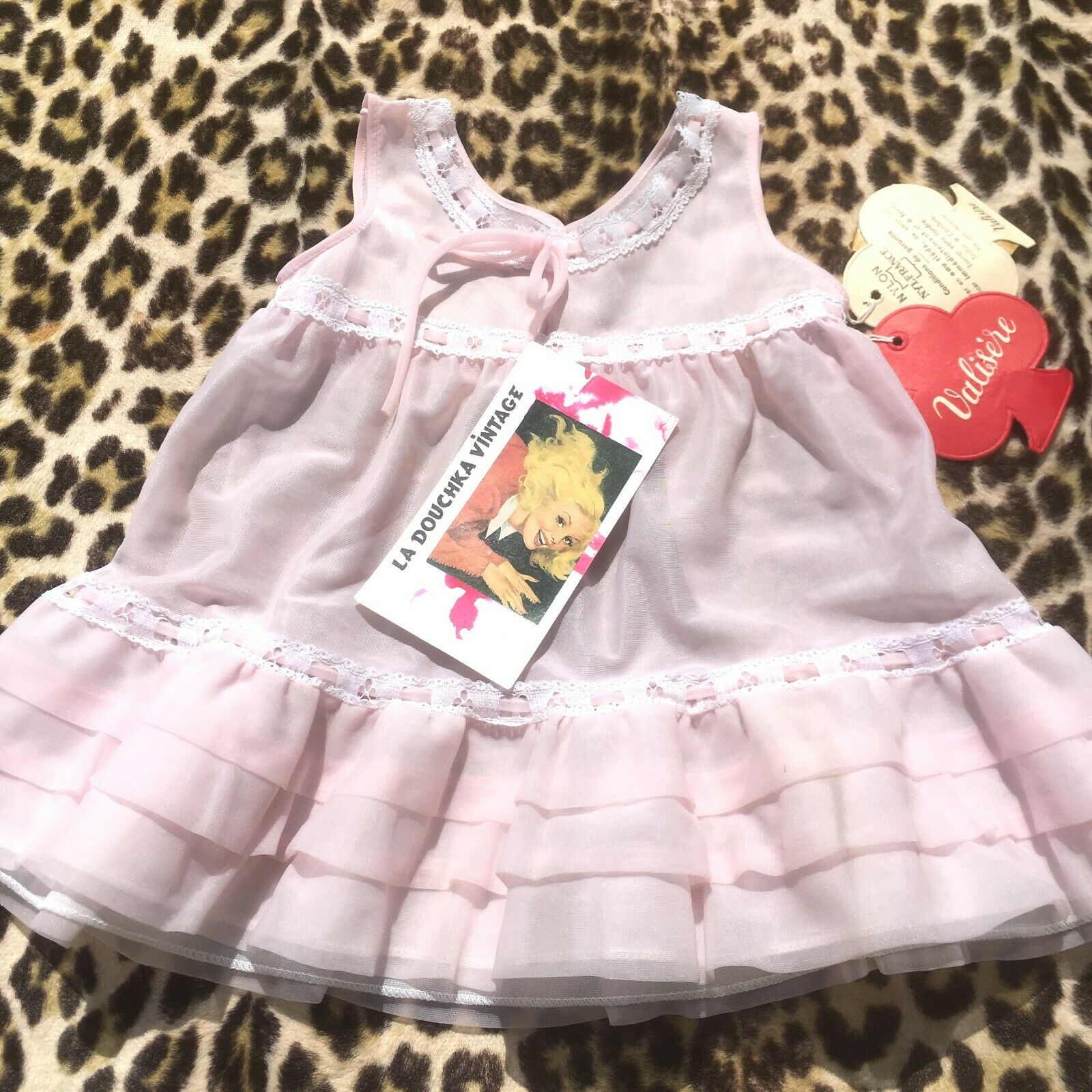 French 1950s Baby Girl / Doll Pink Slip Dress~ruffled Petticoat~new & Tag~12 Mos