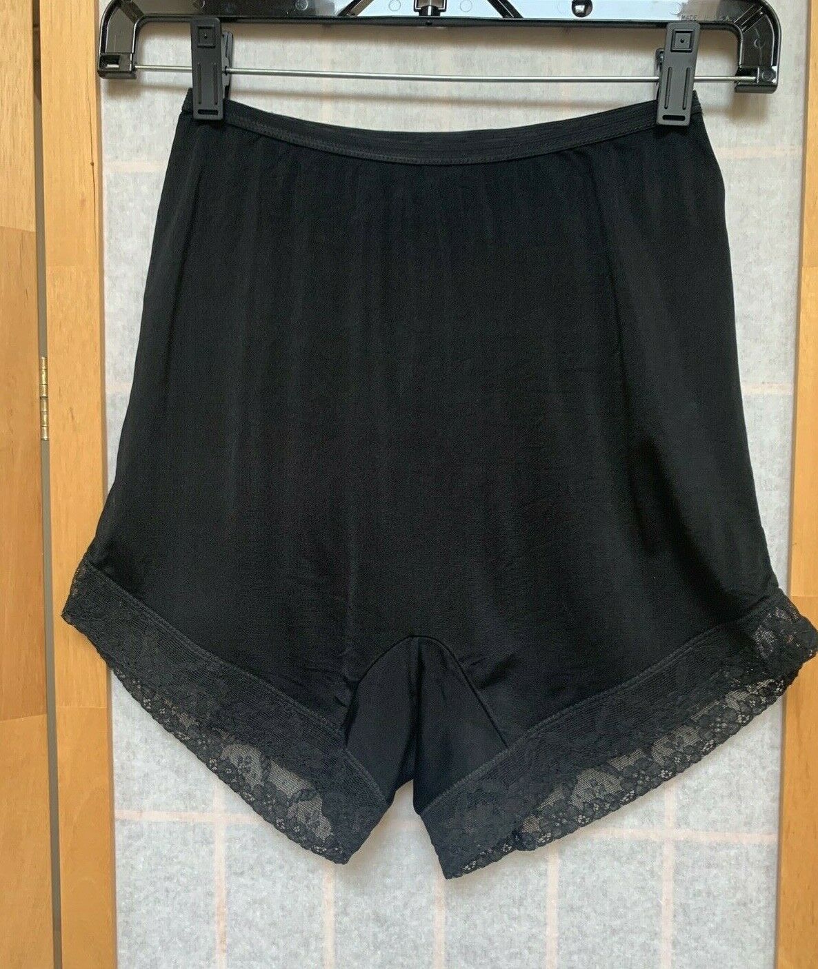 Vtg Kel Ray Tubarette Woman’s Rayon Black Pettipanties/tap Panties W/lace ~ 6/38