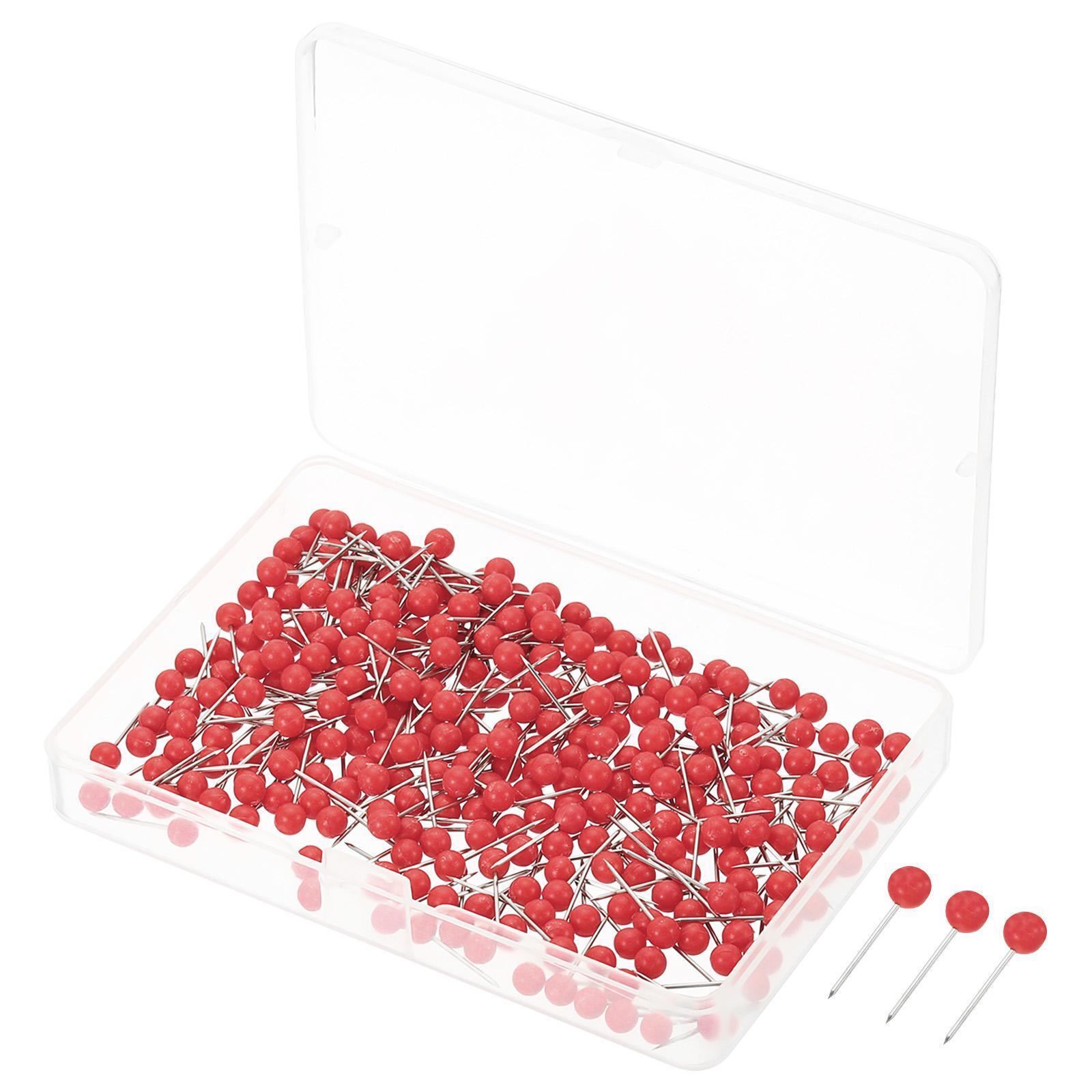 300pcs Push Pins Plastic Round Head Map Tacks Thumb Steel Point, Red