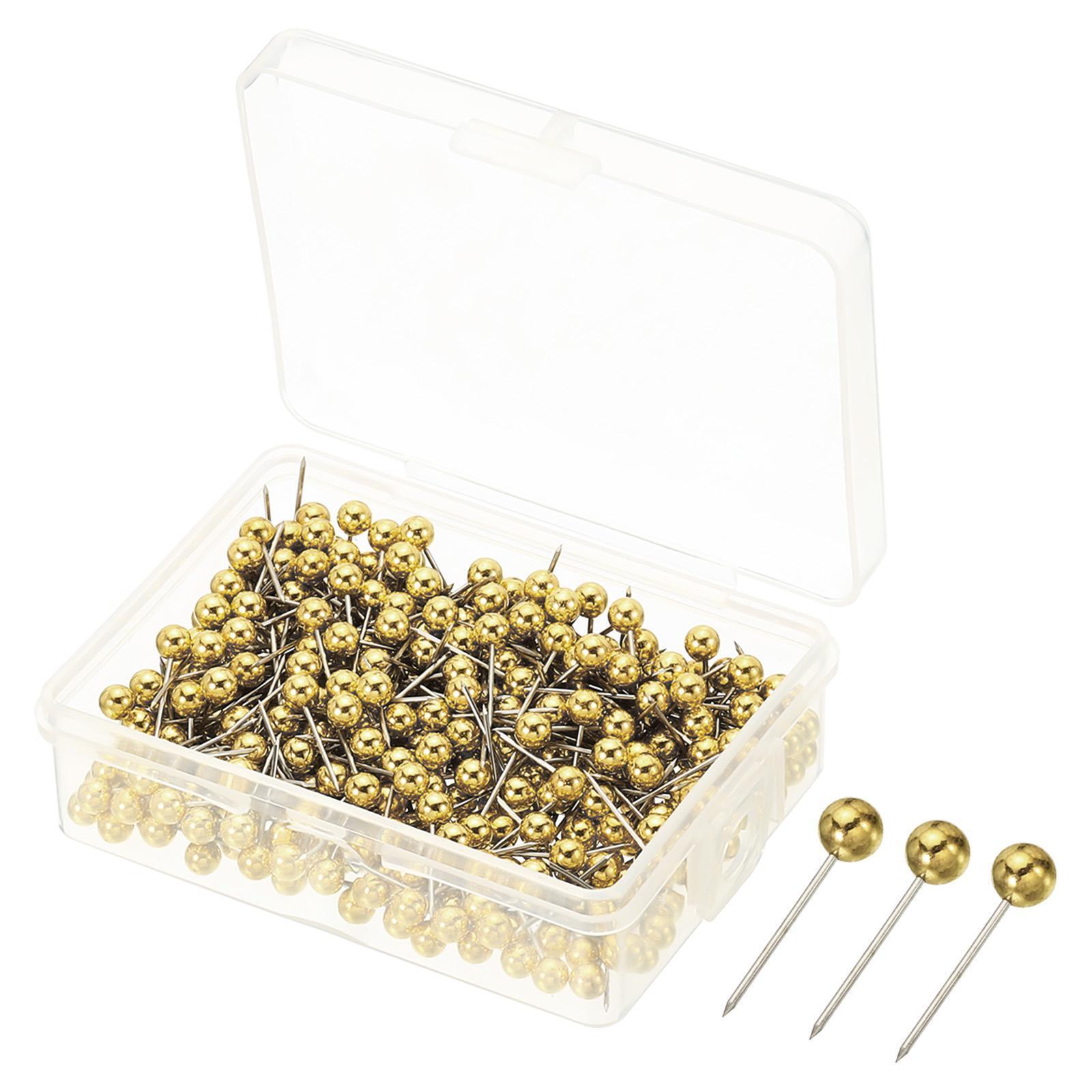 400pcs Push Pins, Round Head Map Tacks Steel Point For Office, Golden