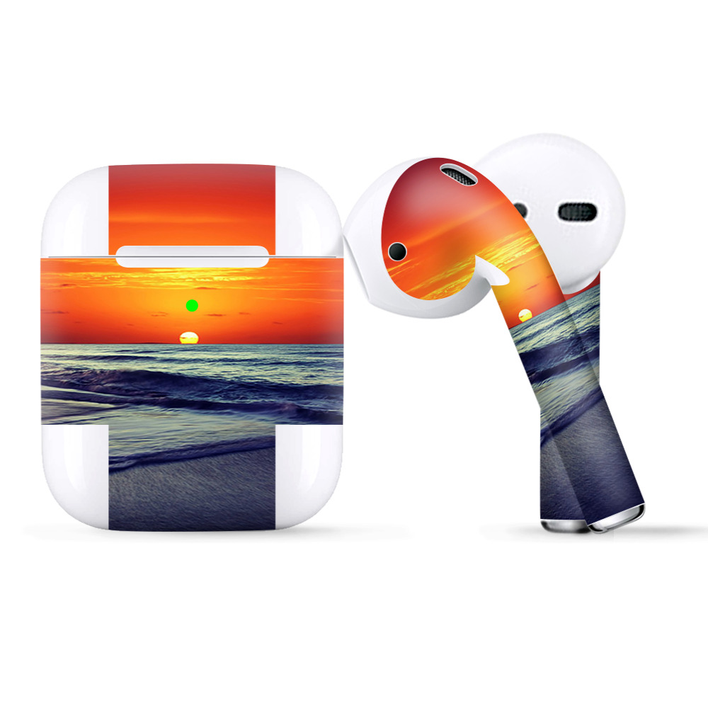 Skins Wraps Compatible For Apple Airpods  October Sunset On Beach